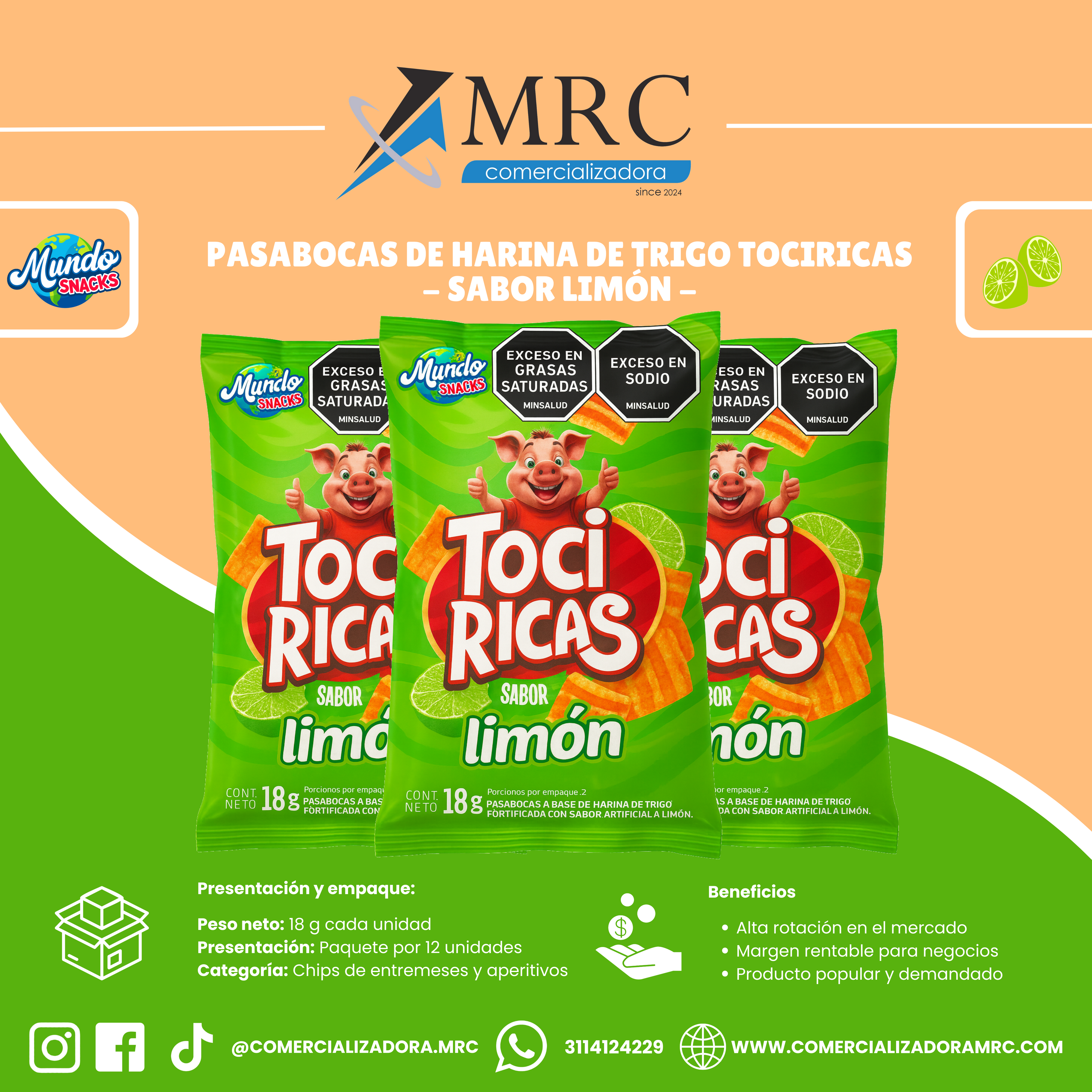 TociRicas - Sabor Limón (18 g)
