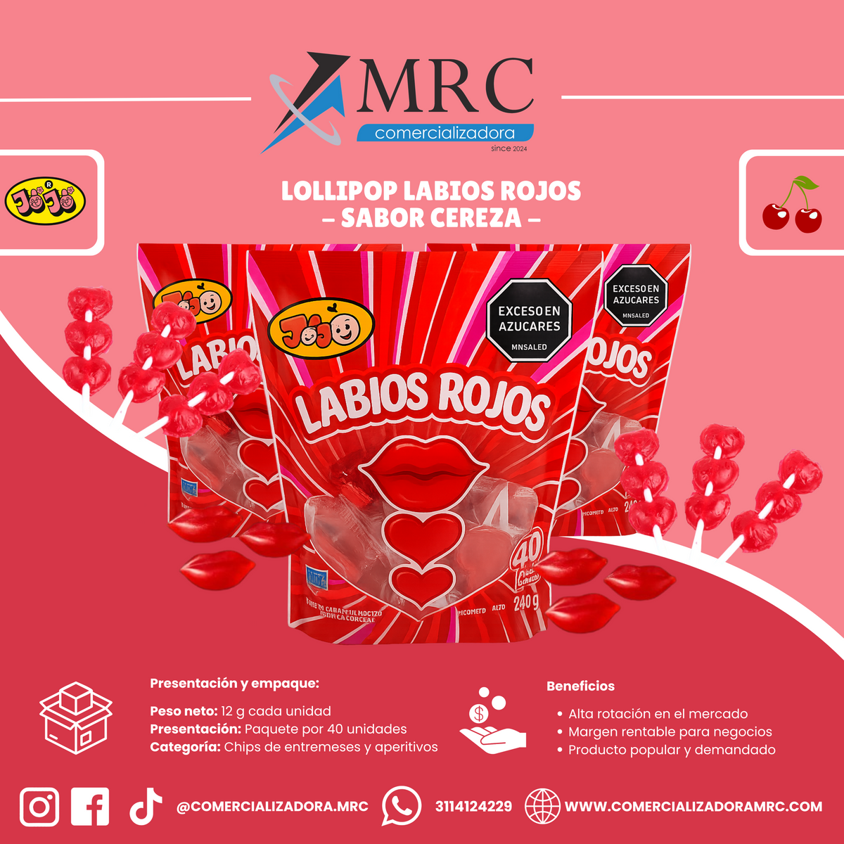 Labios Rojos – paquete de 40 unidades (240 g)