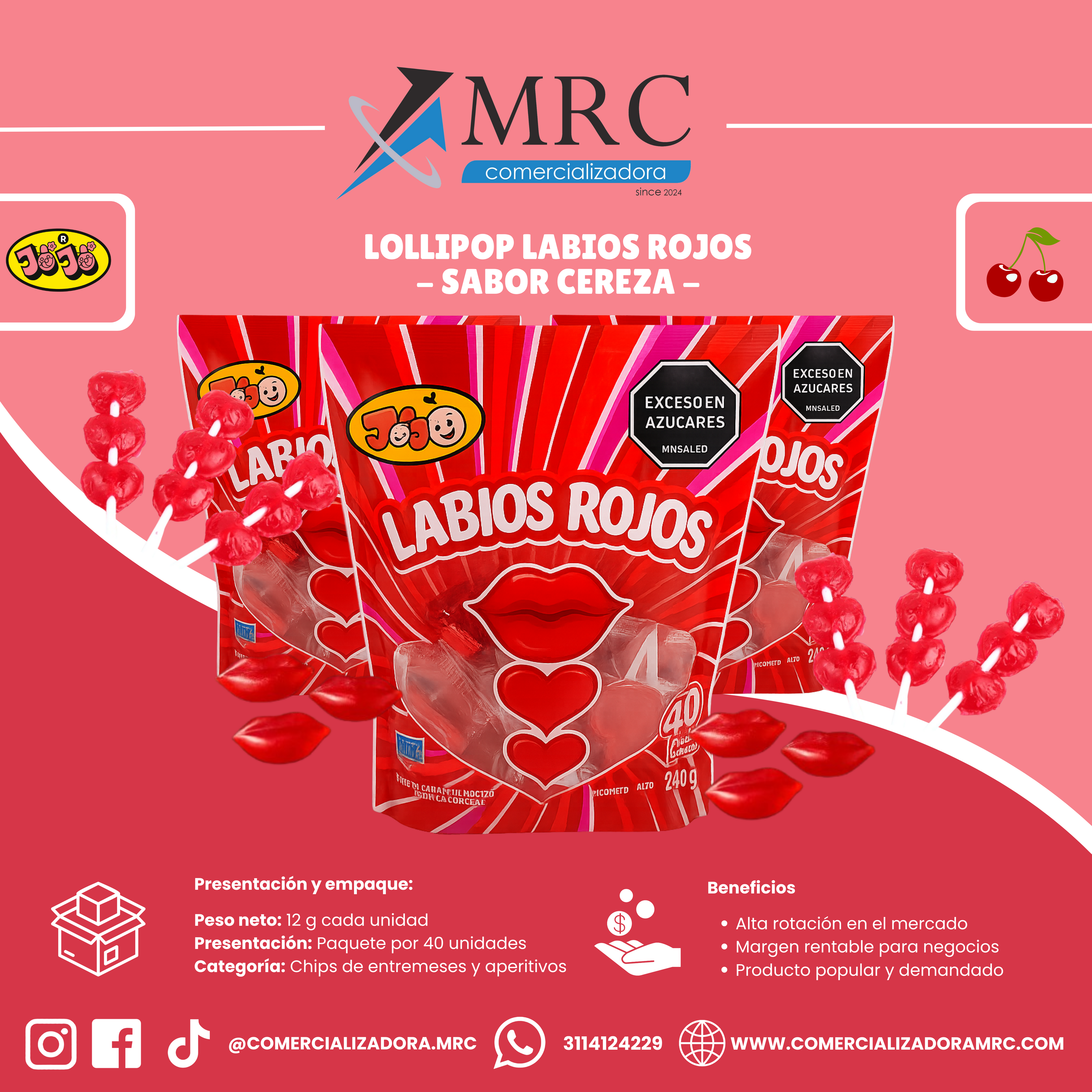 Labios Rojos - Lollipop Cereza (12 g)