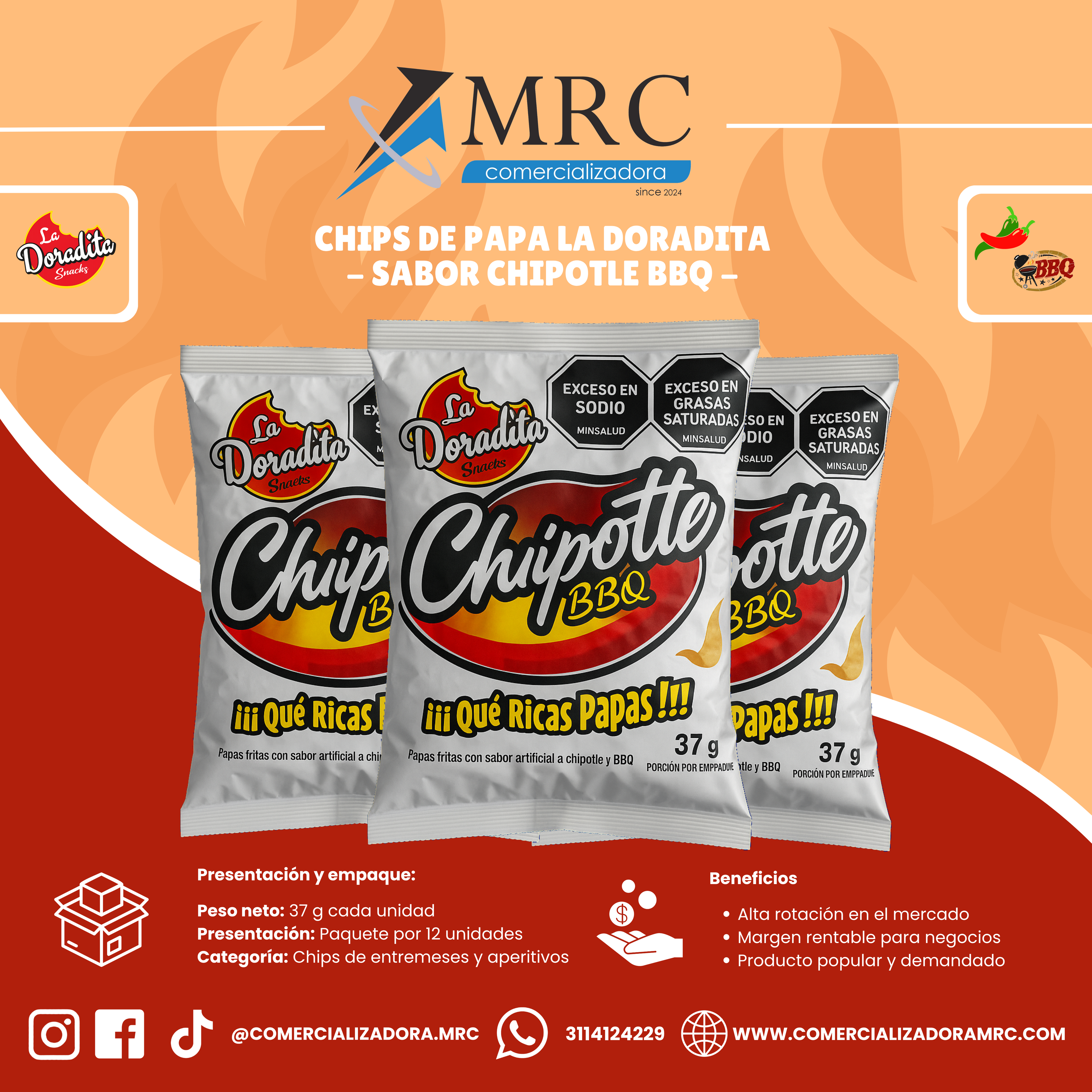 La Doradita - Chips de Chipotle BBQ Miel (38 g)