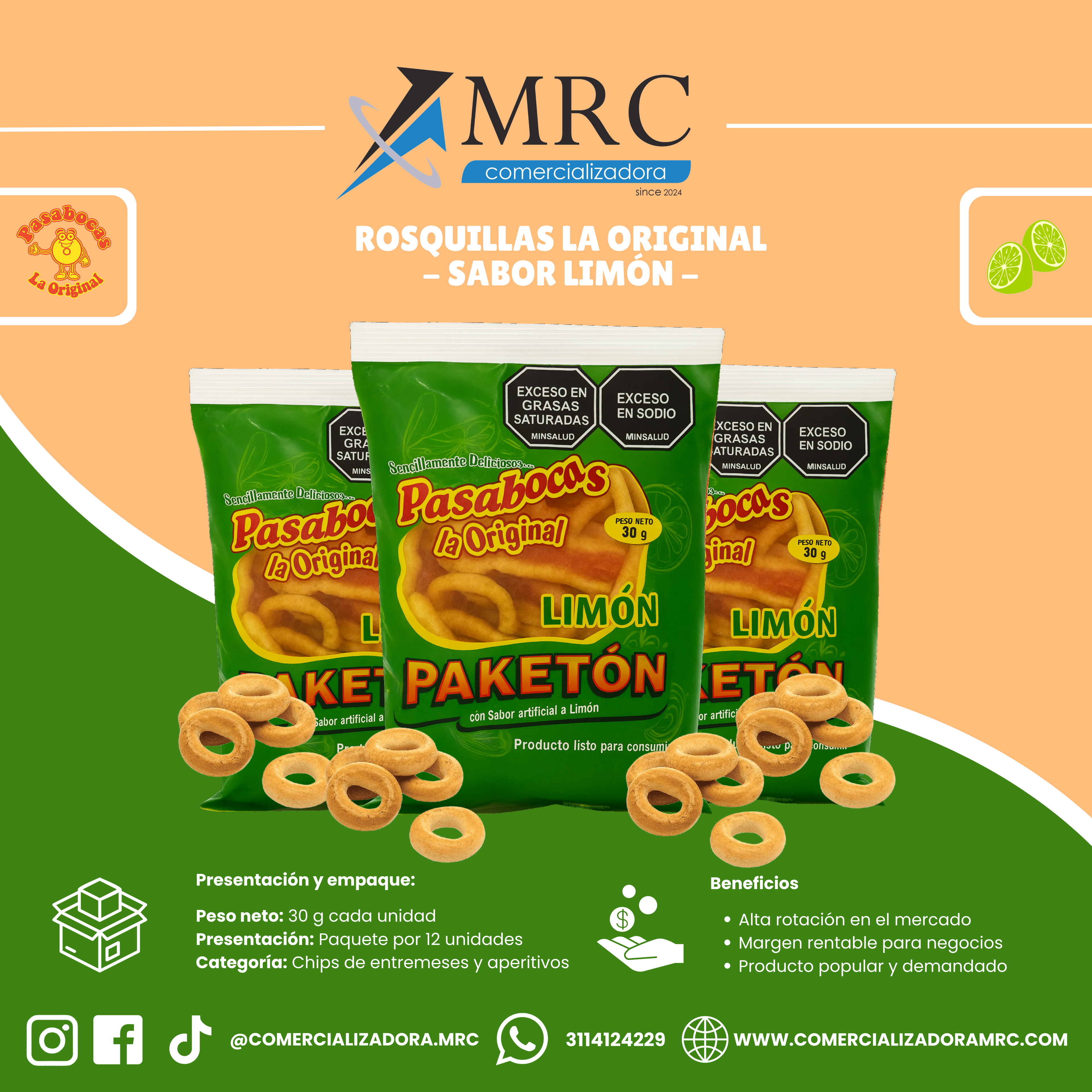 La Original - Rosquillas Almidón de Yuca Limón (30 g)