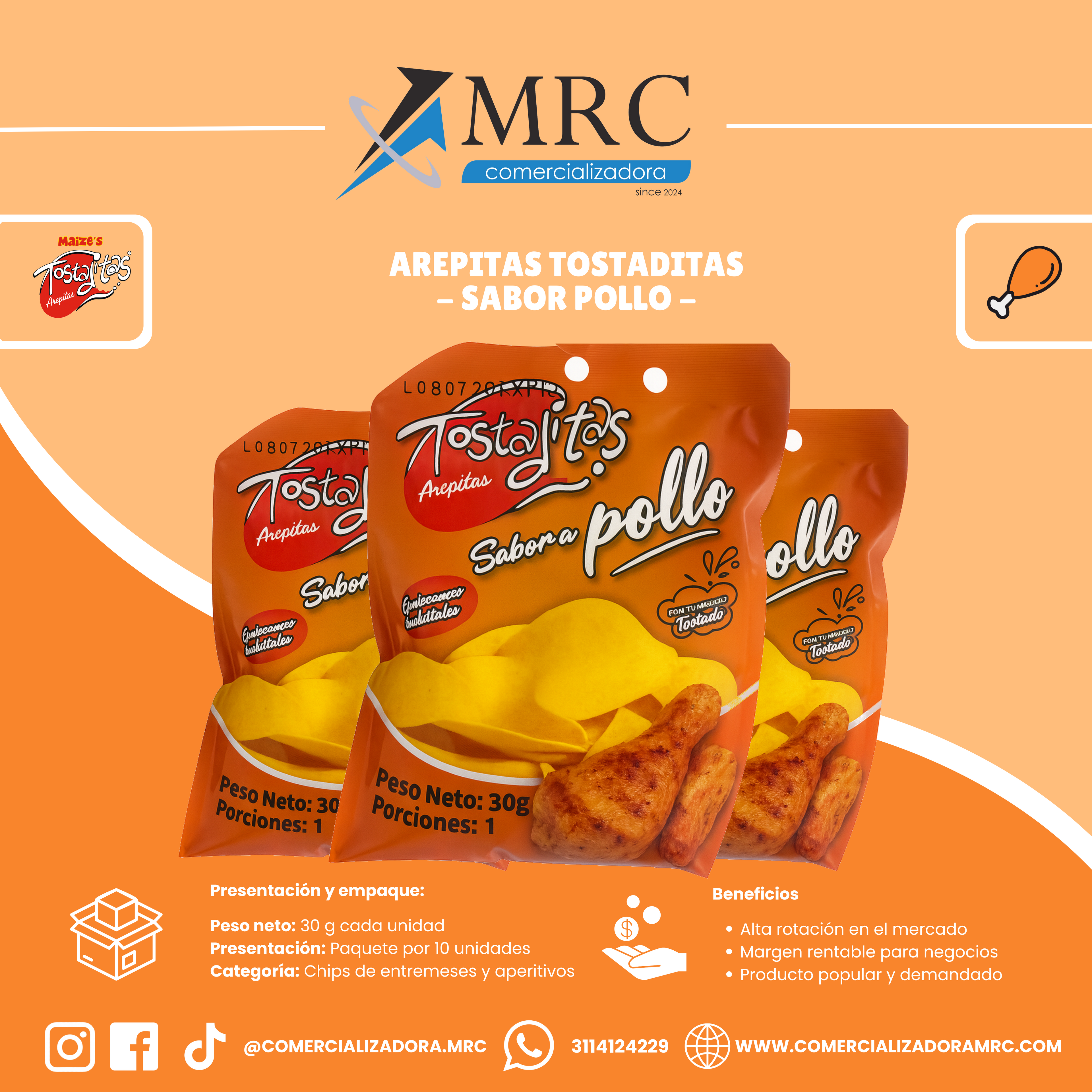 Tostaditas - Arepas Pollo (30 g)