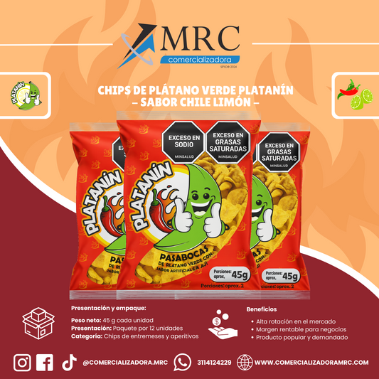 Platanitos Platanín – Chile-Limón (45 g) | Docena