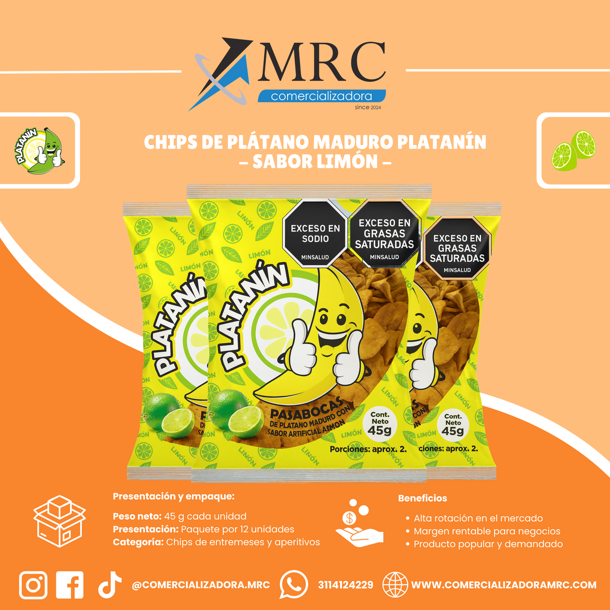 Maduritos Platanín – Limón (45 g) | Docena